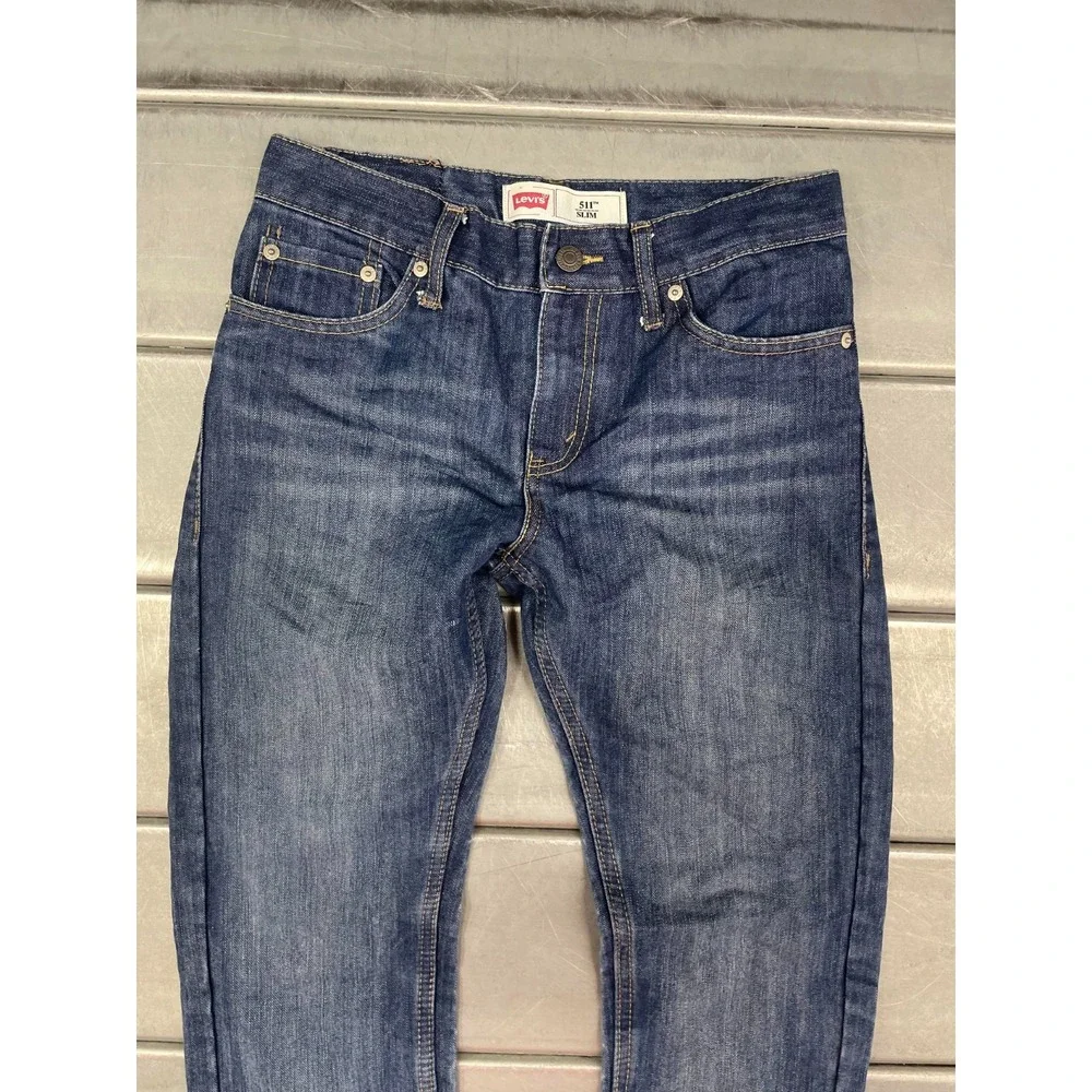 Levis 511 Jeans Womens Size‎ 14REG 27X28 Blue Dark Wash Denim Slim Straight Leg
